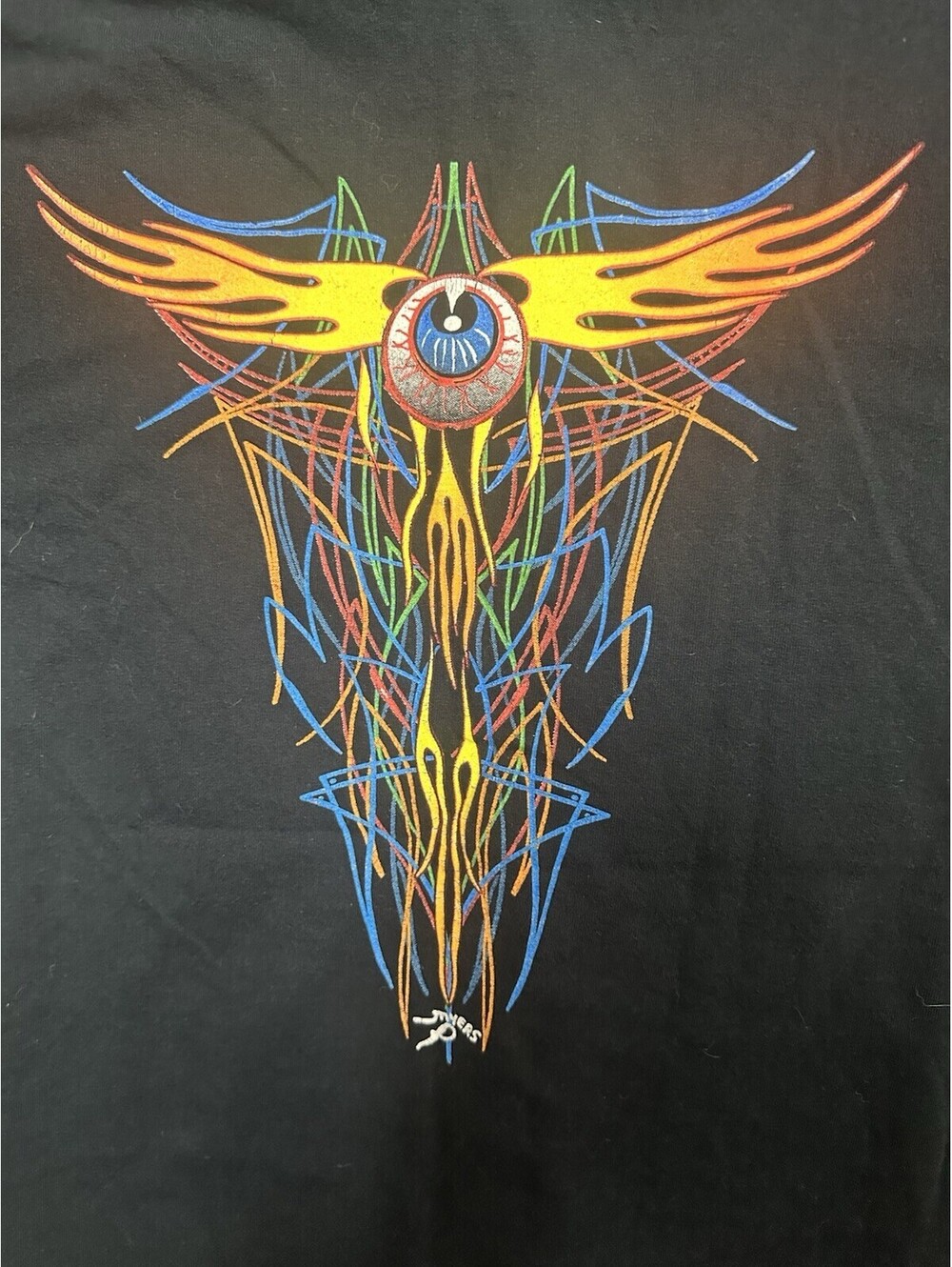 Tattoo Pinstripe T-Shirt L Hot Rod Kustom Kulture Signed Myers P